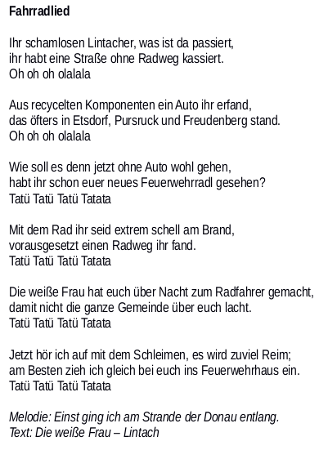 Fahrradlied der Weißen Frau